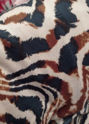 sıfır Kahverengi Zebra Desenli Uzun Kollu Kadın Pijama - Görsel 4