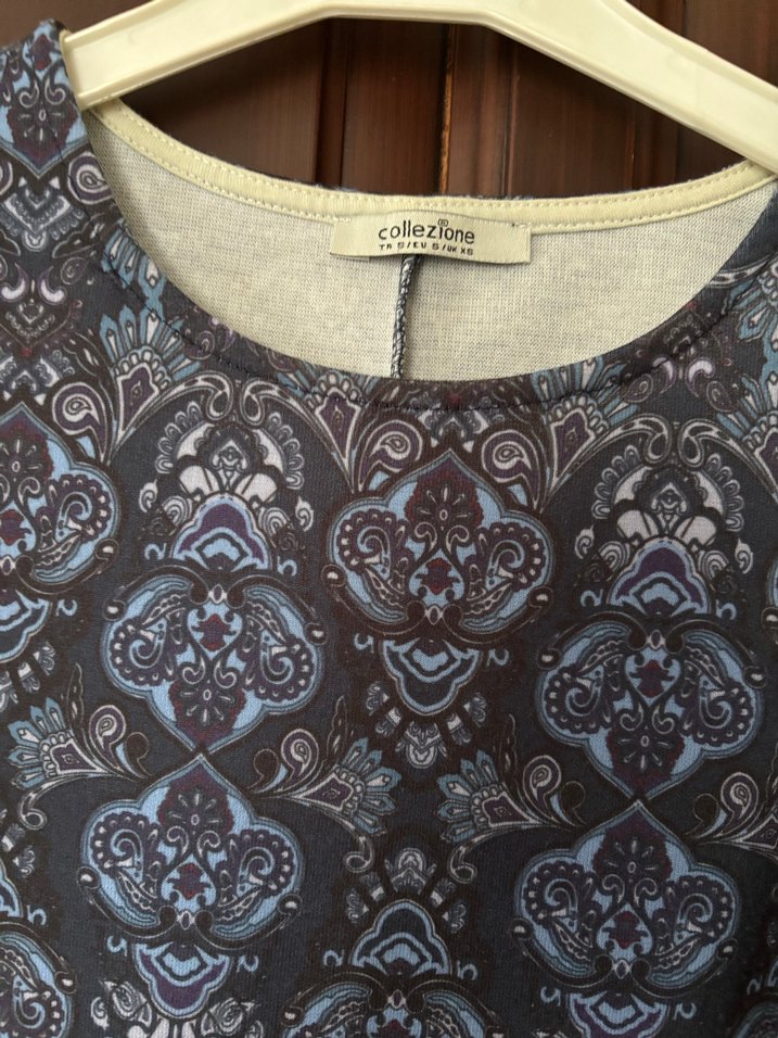 Lacivert desenli Mini Elbise - Görsel 2