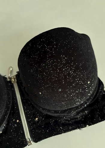 Siyah Straplez Parlak Mini Bustiyer - Görsel 2