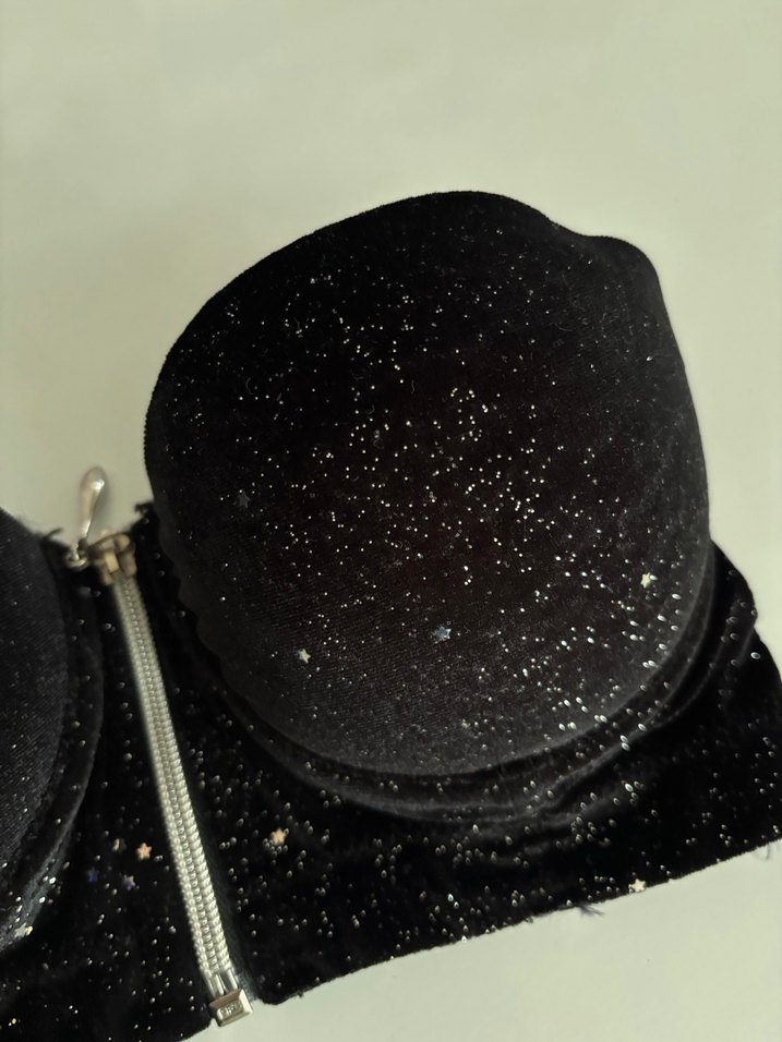 Siyah Straplez Parlak Mini Bustiyer - Görsel 2