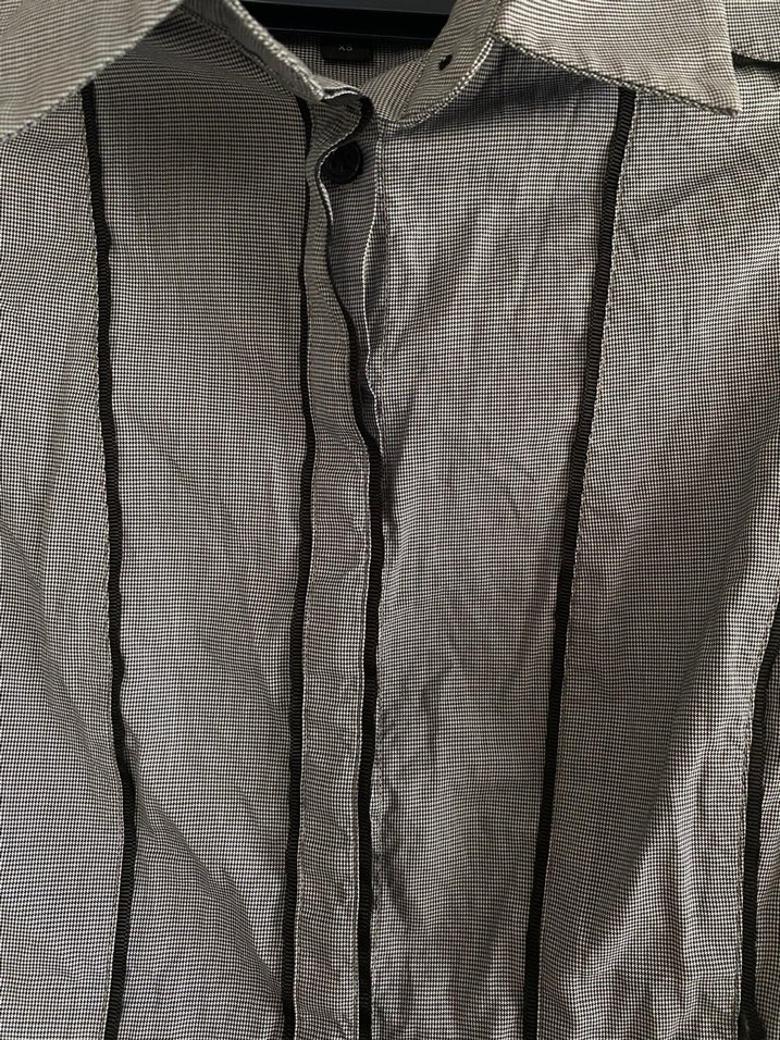 Gri Düğmeli Uzun Kollu bele oturan  vintage Gömlek - Görsel 2