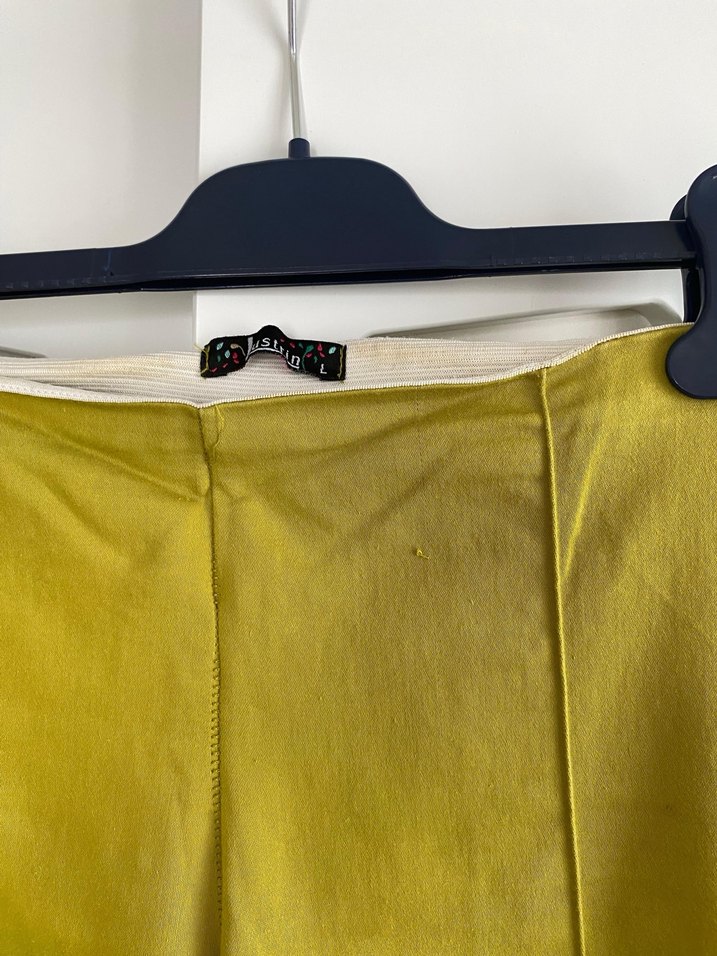 Yağ yeşili  Kumaş Kemerli Kadın Pantolon - Görsel 2