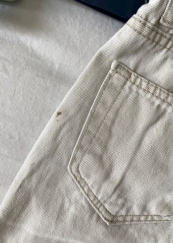 Bej Rahat Kesim Midi Kadın Kot  Pantolon mom jeans - Görsel 2