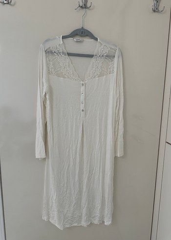 Dagi uzun  Beyaz Kadın gecelik Sabahlık takım - Görsel 3