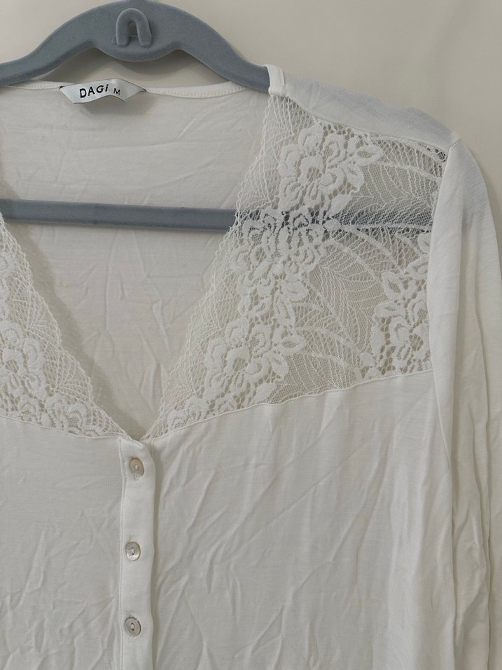 Dagi uzun  Beyaz Kadın gecelik Sabahlık takım - Görsel 4