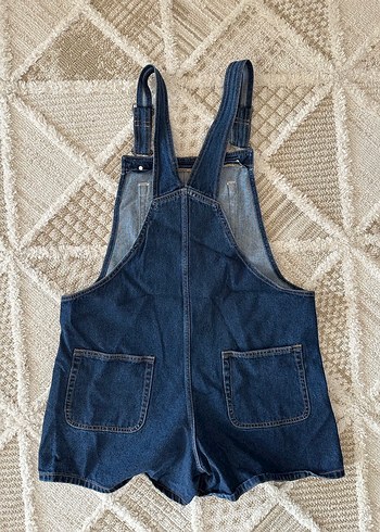 Kadın Lacivert Denim Kısa Salopet - Görsel 3