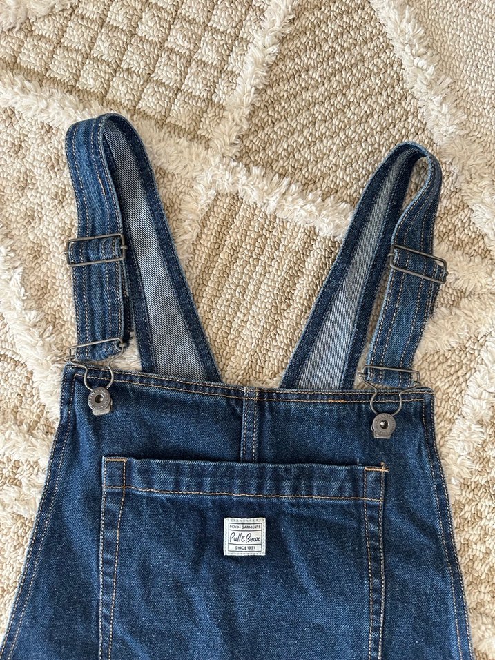 Kadın Lacivert Denim Kısa Salopet - Görsel 2