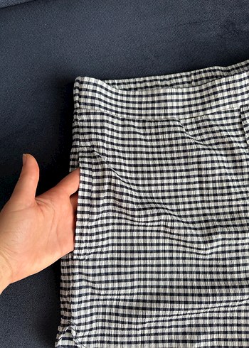 Kadın Ekose Mini Şort - Gri - Görsel 4