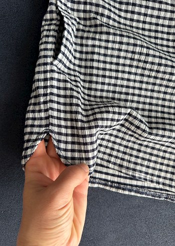 Kadın Ekose Mini Şort - Gri - Görsel 5