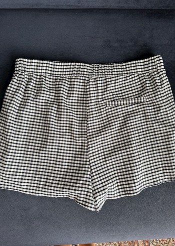 Kadın Ekose Mini Şort - Gri - Görsel 6