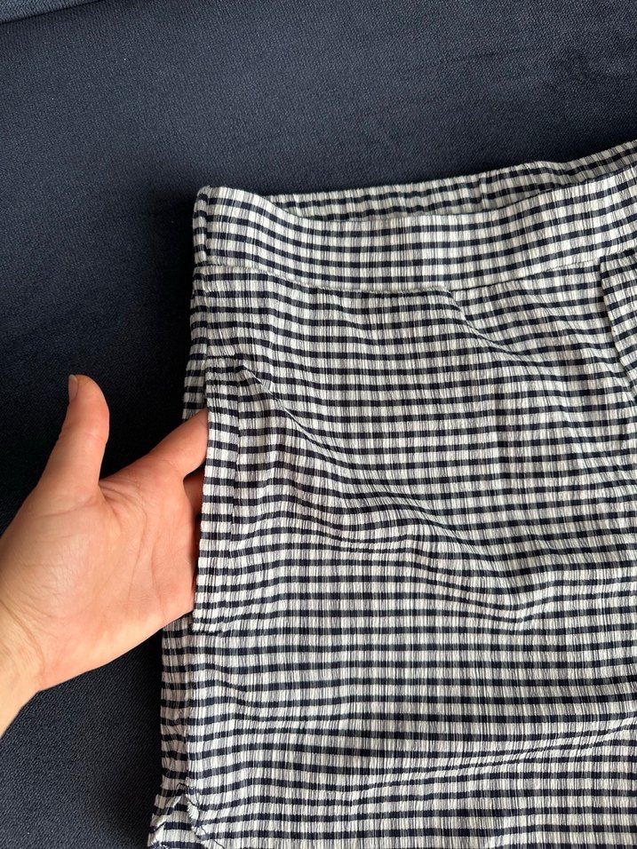 Kadın Ekose Mini Şort - Gri - Görsel 4