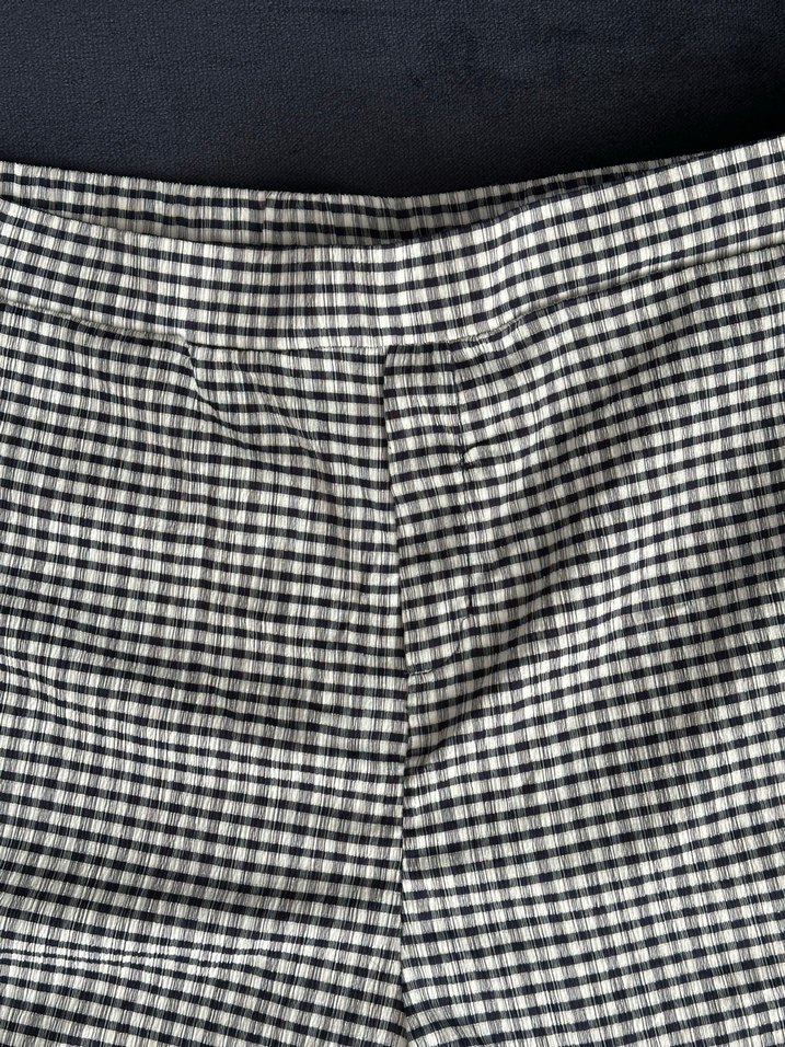 Kadın Ekose Mini Şort - Gri - Görsel 2