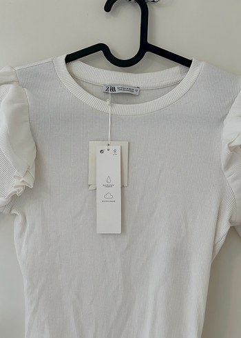 Kısa Kollu Fırfırlı Beyaz kadın Body - Görsel 2