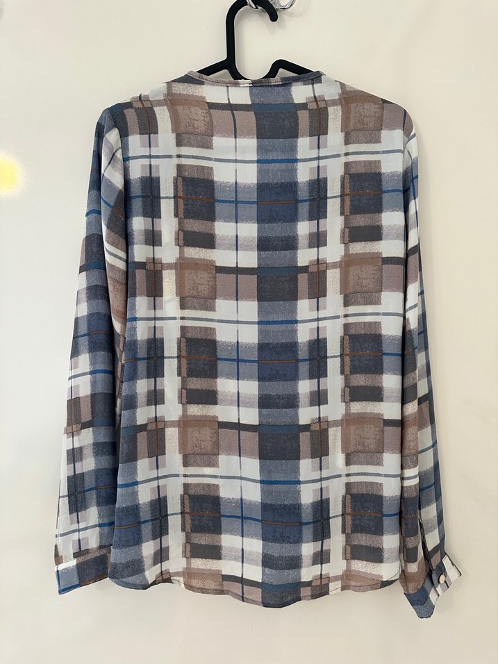 Kadın V Yakalı Salaş Keten Bluz - Görsel 5