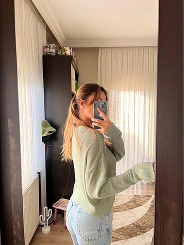 Diğer Çağla yeşili ince örgü kazak