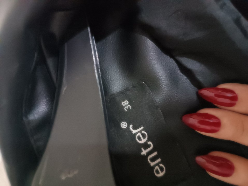 Siyah Parlak Deri Kadın Biker Ceket - Görsel 3