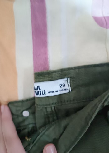 Kadın Haki Pamuklu Bol Kesim Pantolon - Görsel 2