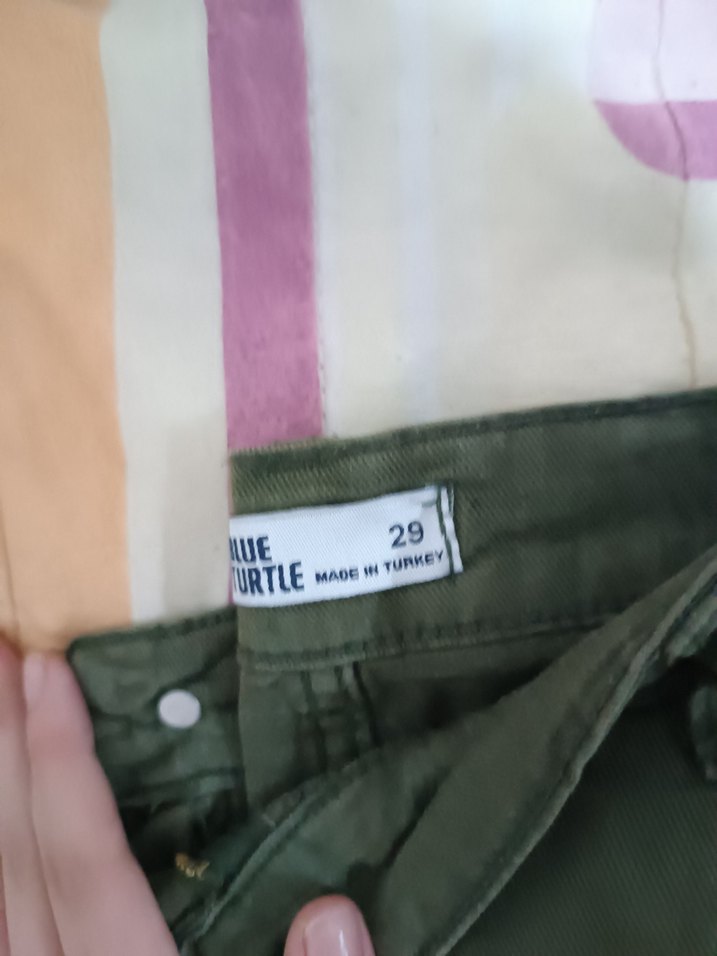 Kadın Haki Pamuklu Bol Kesim Pantolon - Görsel 2