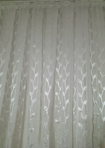 Parlak Beyaz Desenli Tül Perde - Görsel 3