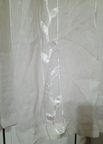 Parlak Beyaz Desenli Tül Perde - Görsel 5