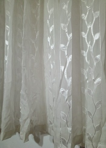 Parlak Beyaz Desenli Tül Perde - Görsel 4