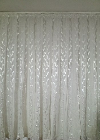 Parlak Beyaz Desenli Tül Perde - Görsel 2