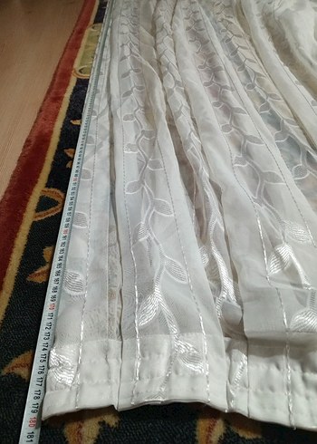 Parlak Beyaz Desenli Tül Perde - Görsel 7