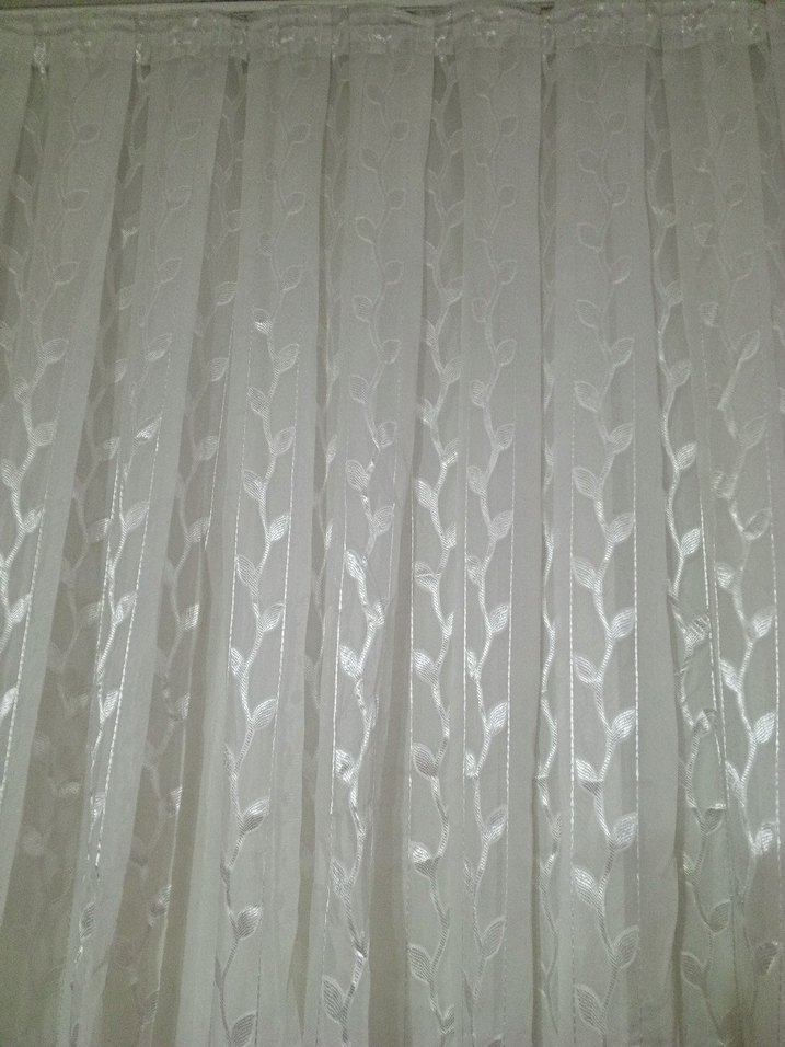 Parlak Beyaz Desenli Tül Perde - Görsel 3