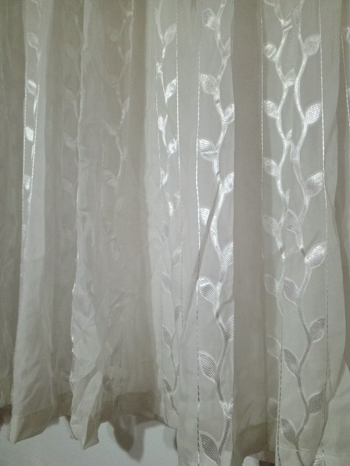 Parlak Beyaz Desenli Tül Perde - Görsel 4