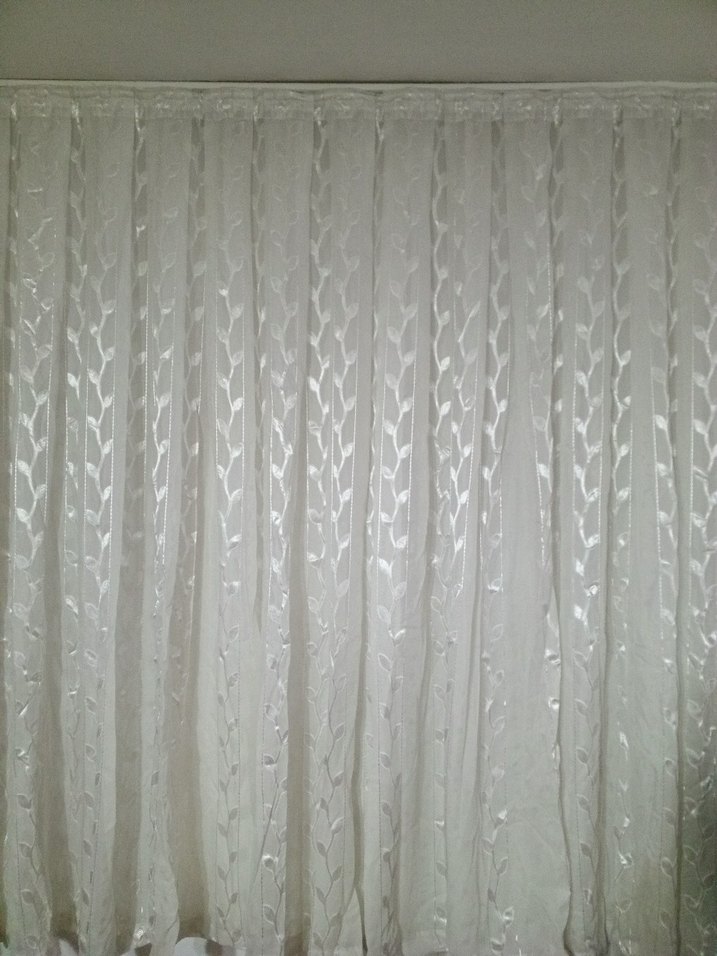 Parlak Beyaz Desenli Tül Perde - Görsel 2