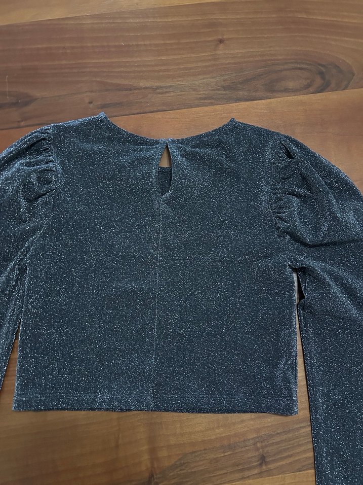 Gri Simli Uzun Kollu Bluz - Görsel 3