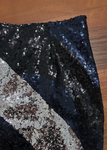 Mavi gri siyah Payetli Mini Etek - Görsel 2
