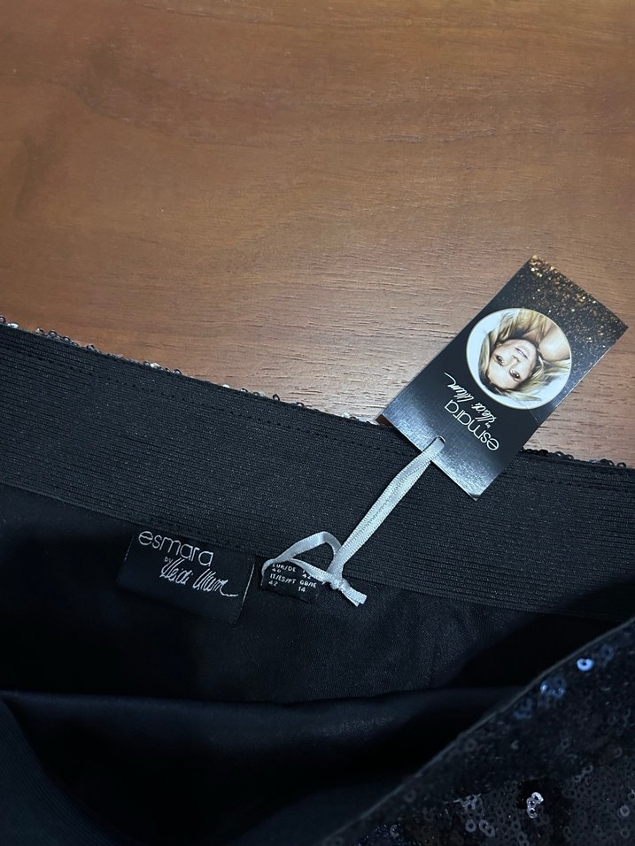 Mavi gri siyah Payetli Mini Etek - Görsel 3