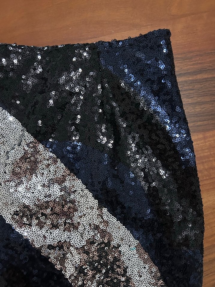 Mavi gri siyah Payetli Mini Etek - Görsel 2