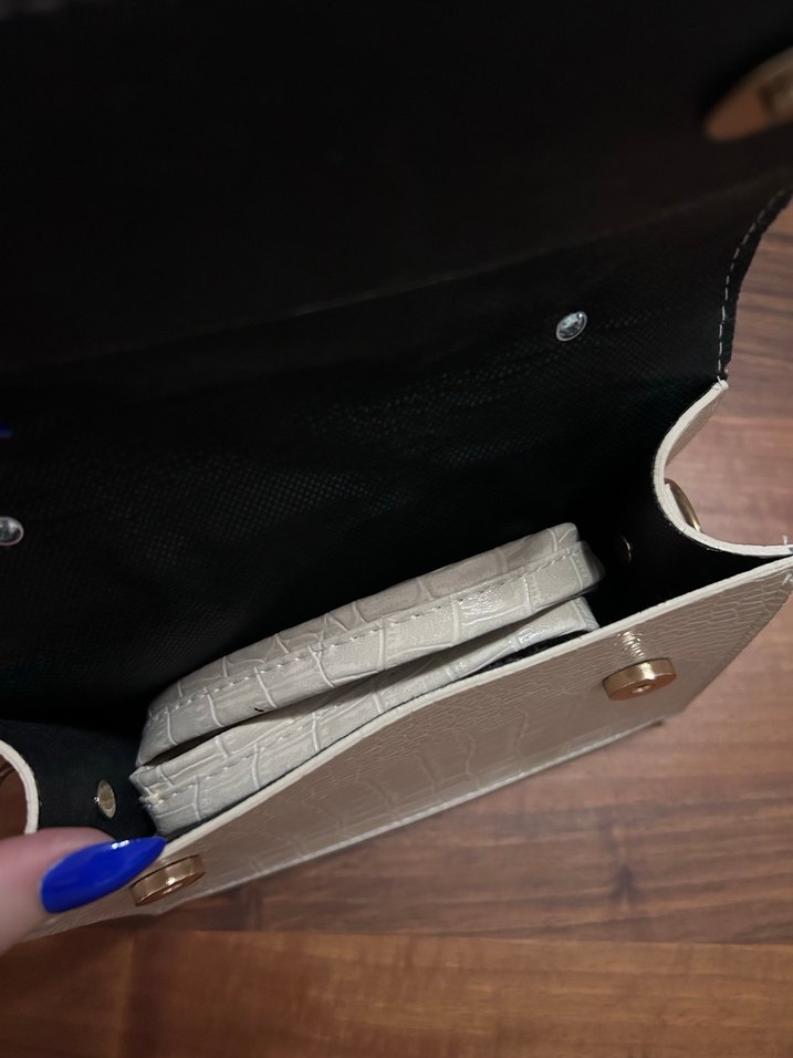 Bej Yılan Desenli Deri Kadın Çanta - Görsel 4