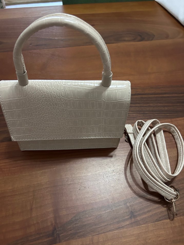 Bej Yılan Desenli Deri Kadın Çanta - Görsel 2