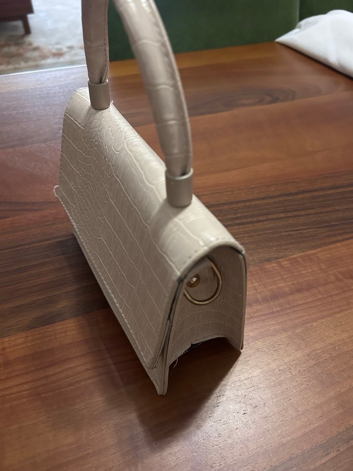 Bej Yılan Desenli Deri Kadın Çanta - Görsel 3