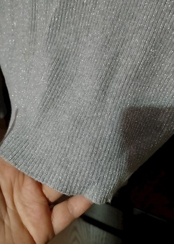 DERHY MARKA Gri V Yaka Kadın Triko Kazak - Görsel 4