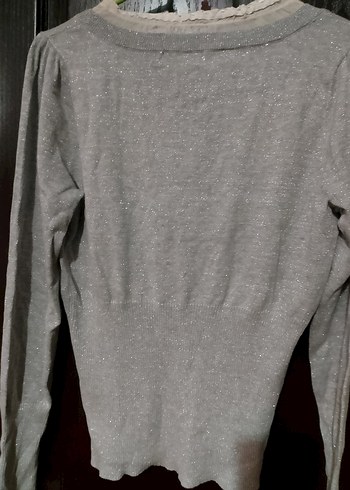 DERHY MARKA Gri V Yaka Kadın Triko Kazak - Görsel 5