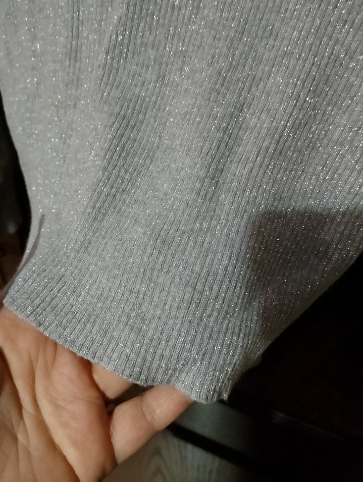 DERHY MARKA Gri V Yaka Kadın Triko Kazak - Görsel 4