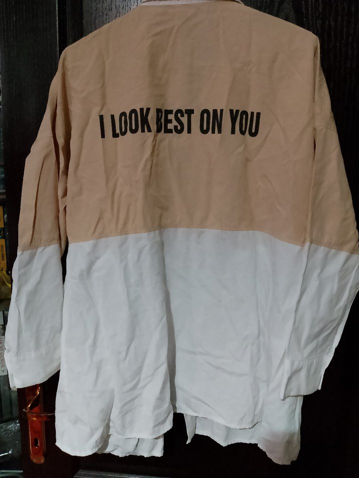 Bej Beyaz Düğmeli Kadın Gömlek - Görsel 2