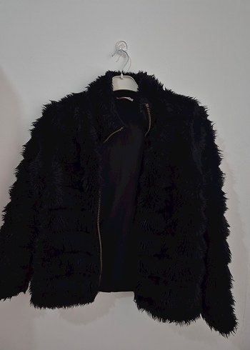 Siyah Kısa Peluş Kadın Ceket - Görsel 3