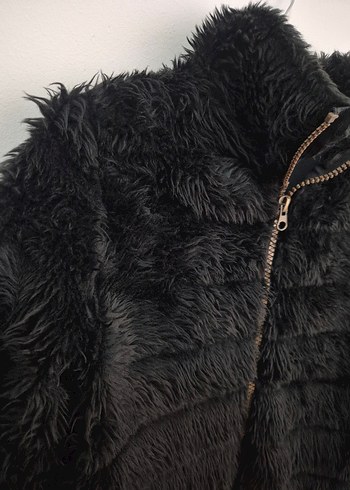 Siyah Kısa Peluş Kadın Ceket - Görsel 6