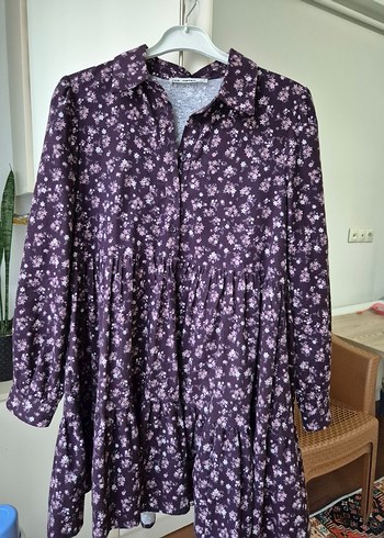 Bohem Uzun Kollu rahat kalıp Mor Elbise - Görsel 3