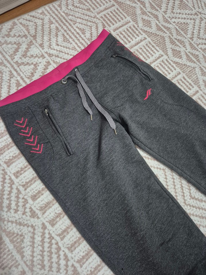 Gri Nakışlı Fermuarlı Kadın Eşofman Altı - Görsel 2