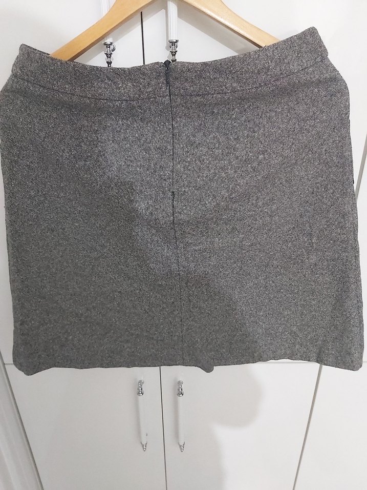 Gri, kışlık, diz boyu etek - Görsel 2