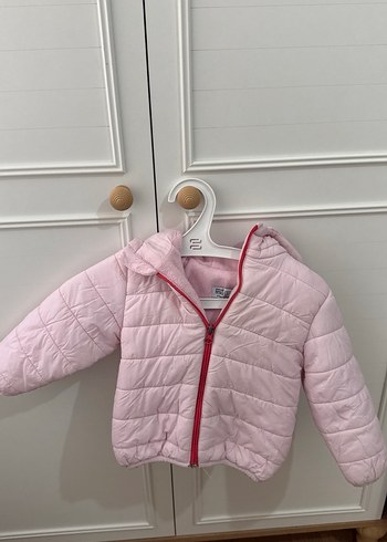 Kız Çocuk Pembe Kapüşonlu Fermuarlı Mont