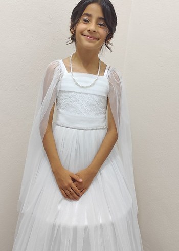 Uzun Beyaz kız çocuk gelinlik - Görsel 4