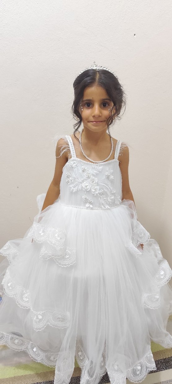Uzun Beyaz kız çocuk gelinlik - Görsel 3