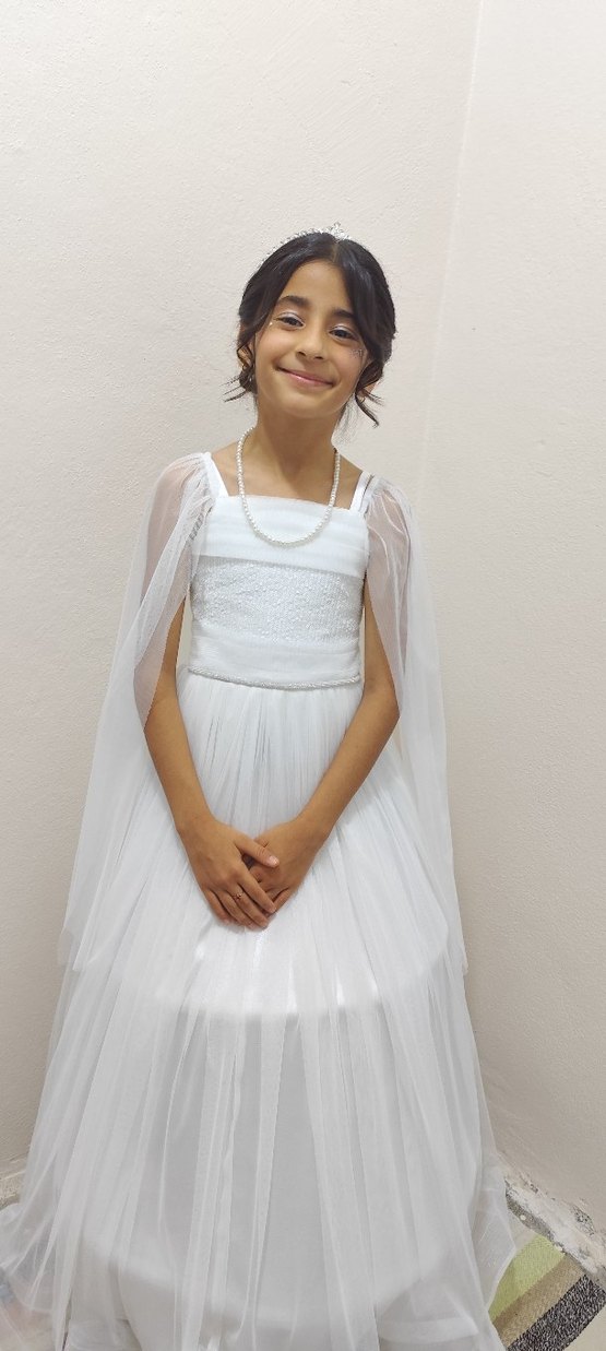 Uzun Beyaz kız çocuk gelinlik - Görsel 4